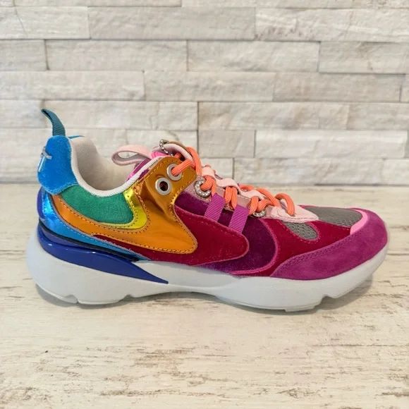 KURT GEIGER LONDON Suede Kurt Runner Sneakers Women’s SZ 38.5EU-8 US RAINBOW New - Picture 9 of 15